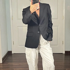 J.Crew black 100% wool single breasted jacket blazer size 2